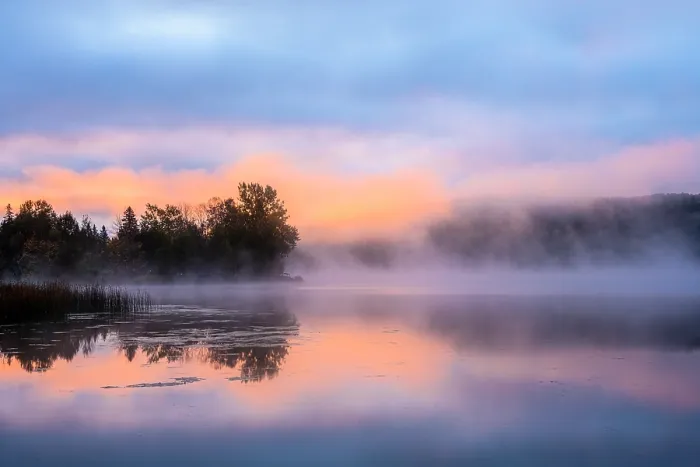 Framed Print : Dawns skies over Simon Lake in autumn, Greater Sudbury, Ontario, Canada Framed Print : Dawns skies over Simon Lake in autumn, Greater Sudbury, Ontario, Canada