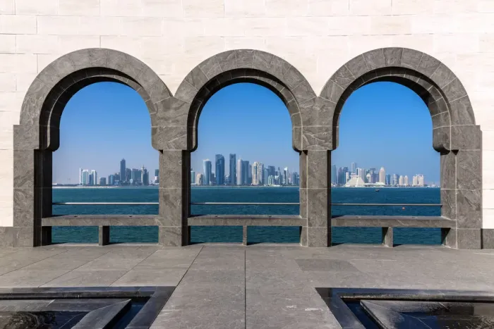 Framed Print : Day view of the business district skyline, Doha, Qatar Framed Print : Day view of the business district skyline, Doha, Qatar
