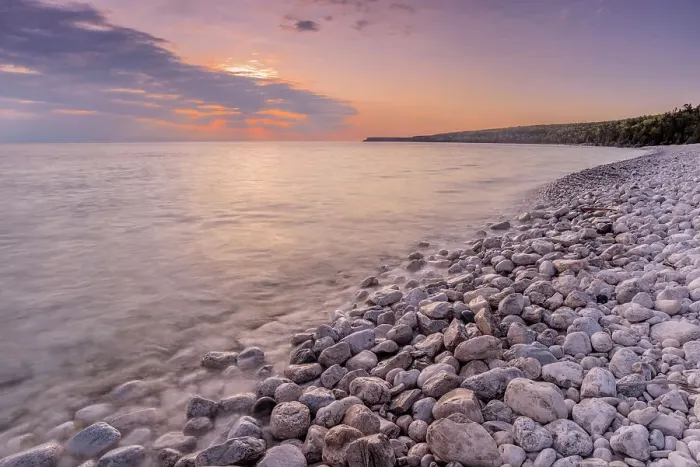 Framed Print : Daybreak on cobblestone beach at Halfway Log Dump on Georgian Bay along the Niagara Escarpment on the Bruce Peninsula, Ontario, Canada Framed Print : Daybreak on cobblestone beach at Halfway Log Dump on Georgian Bay along the Niagara Escarpment on the Bruce Peninsula, Ontario, Canada