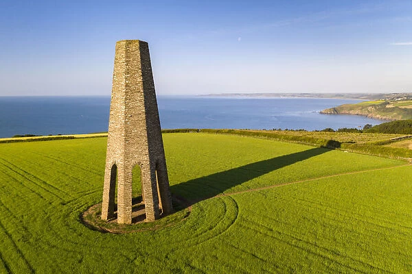 The Daymark, an octagonal day beacon near Dartmouth, Devon, England. Summer (June) 2020