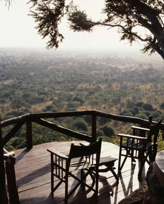 Framed Print : Deck of bedroom (No1) at Elsas Kopje looks out over Meru Framed Print : Deck of bedroom (No1) at Elsas Kopje looks out over Meru