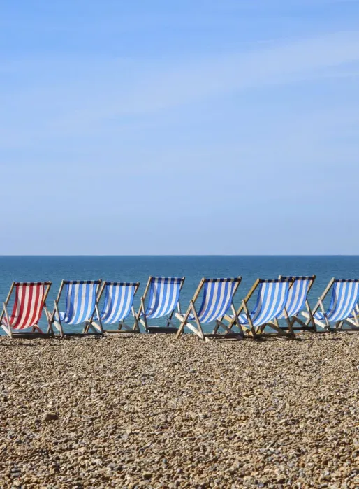 Framed Print : Deck chairs on Brighton beach, Brighton, Sussex, UK Framed Print : Deck chairs on Brighton beach, Brighton, Sussex, UK
