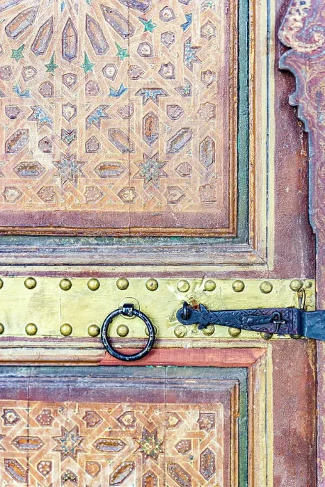 Framed Print : Decorated ancient wooden doorway, Bahia Palace, Marrakech, Morocco Framed Print : Decorated ancient wooden doorway, Bahia Palace, Marrakech, Morocco