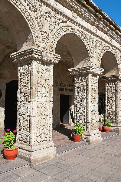 Decorated columns, Cloisters of The Company, UNESCO, Arequipa, Arequipa Province, Arequipa Region, Peru