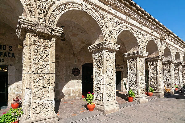 Decorated columns, Cloisters of The Company, UNESCO, Arequipa, Arequipa Province, Arequipa Region, Peru
