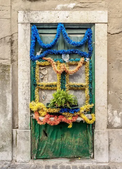 Framed Print : Decorated Door, Alfama, Lisbon, Portugal