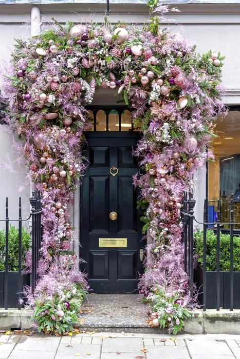 Framed Print : A decorated front door in Mayfair at Christmas, London, England, UK Framed Print : A decorated front door in Mayfair at Christmas, London, England, UK