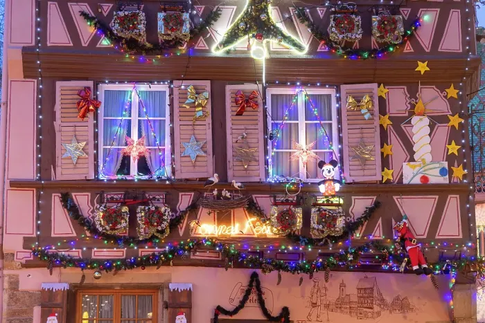 Framed Print : Decorated facade at Christmas, Colmar, Alsace, Haut-Rhin, Grand Est, France Framed Print : Decorated facade at Christmas, Colmar, Alsace, Haut-Rhin, Grand Est, France
