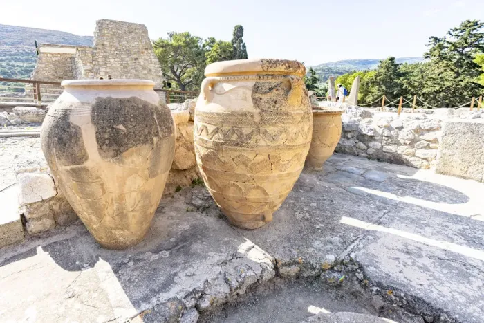 Framed Print : Decorated giant jars made with clay, Palace of Knossos, Heraklion, Crete, Greece Framed Print : Decorated giant jars made with clay, Palace of Knossos, Heraklion, Crete, Greece