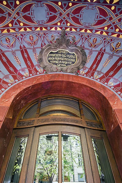 Decorated main entrance of an art nouveau building in the Old Town or Stare Mesto