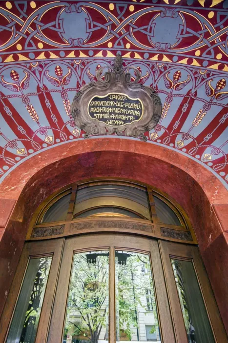 Framed Print : Decorated main entrance of an art nouveau building in the Old Town or Stare Mesto Framed Print : Decorated main entrance of an art nouveau building in the Old Town or Stare Mesto