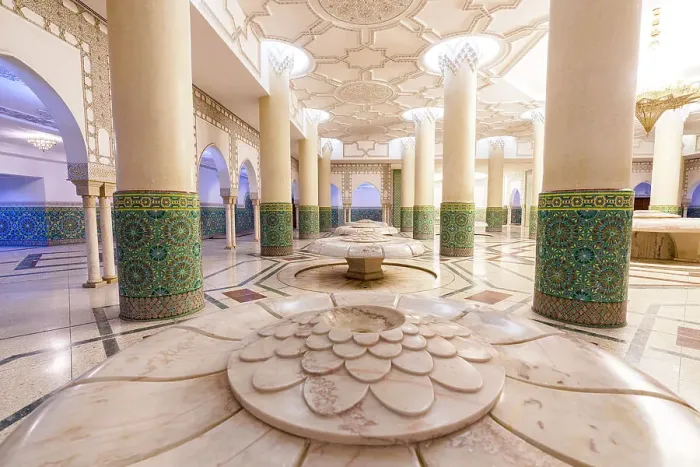 Framed Print : Decorated marble columns in the ablution room in Hassan II mosque, Casablanca, Morocco Framed Print : Decorated marble columns in the ablution room in Hassan II mosque, Casablanca, Morocco