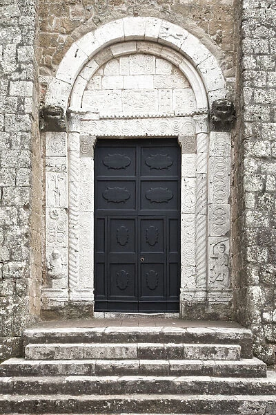 Decoration on 8th Century Portal of Duomo di Sovana, Sovana, Grosseto, Tuscany, Italy