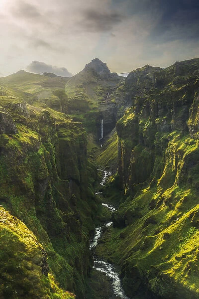 Deep valley in Vatnajokull Park Iceland