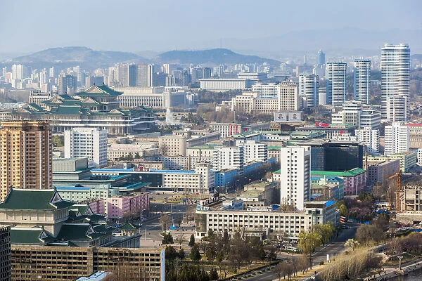 Democratic Peopless Republic of Korea (DPRK), North Korea, Pyongyang city skyline
