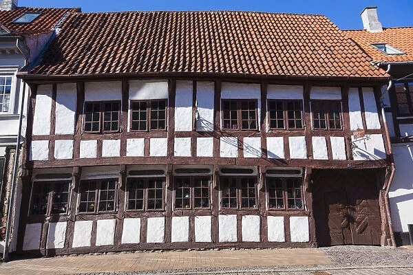 Denmark, Funen, Odense, Nedergade Street, Kramboden, old half timbered merchant s