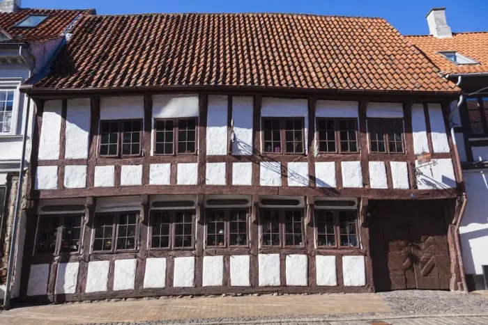 Framed Print : Denmark, Funen, Odense, Nedergade Street, Kramboden, old half timbered merchant s Framed Print : Denmark, Funen, Odense, Nedergade Street, Kramboden, old half timbered merchant s