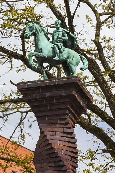 Denmark, Zealand, Naestved, Denmarks smallest equestrian statue of city founder