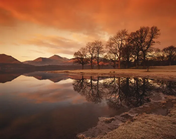 Framed Print : Derwent Water Reflections, Cumbria, England Framed Print : Derwent Water Reflections, Cumbria, England