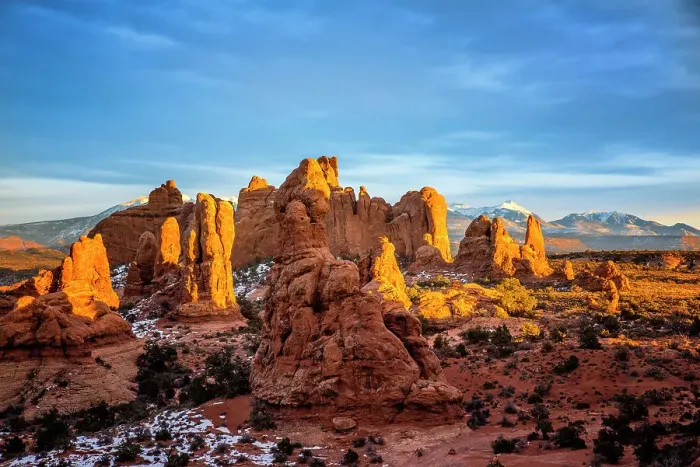 Framed Print : Desert Landscape sunset, Arches National Park, Utah, USA