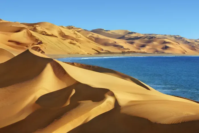 Framed Print : Desert and ocean (Namib and Atlantic) - Namibia, Hardap, Namib Framed Print : Desert and ocean (Namib and Atlantic) - Namibia, Hardap, Namib