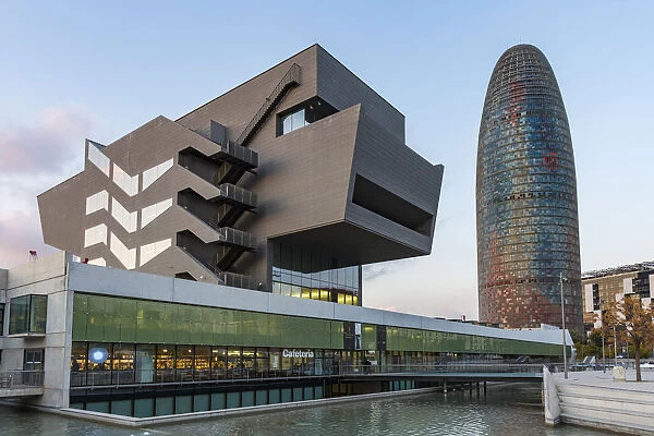 Design Museum with Torre Agbar behind, Barcelona, Catalonia, Spain