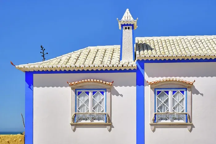 Framed Print : Details of traditional houses. Ericeira, Portugal Framed Print : Details of traditional houses. Ericeira, Portugal