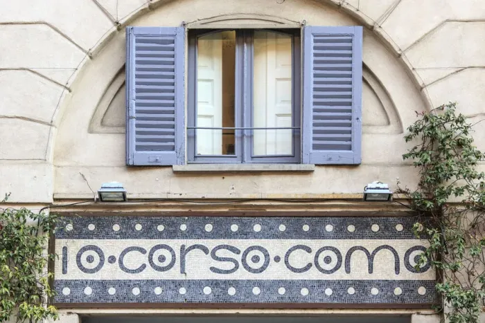 Framed Print : Details of the urban area of 10 Corso Como known for restaurants and shopping Milan