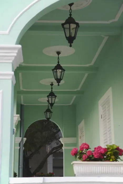Framed Print : Details on villa of Taipa House Museum, Taipa, Macau, China