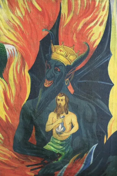 Framed Print : Devil with Judas Iscariot, detail of 19 cent. icon, Izborsk, Pskov region, Russia