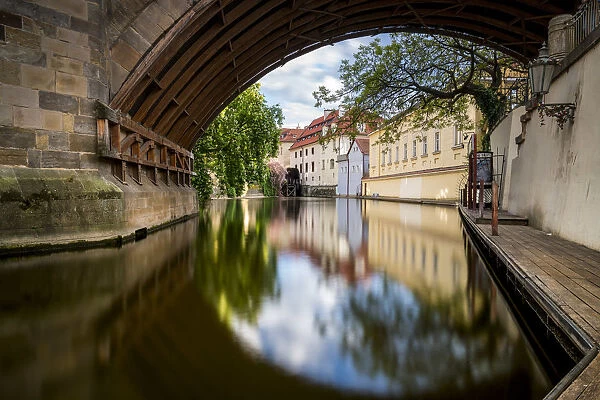 Devils Canal (Certovka) under Charles Bridge, Prague, Bohemia, Czech Republic