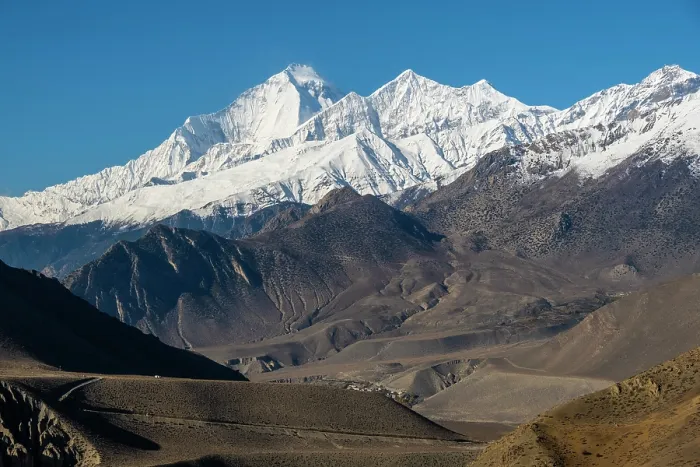 Framed Print : Dhaulagiri mountain from Muktinath, Lower Mustang, Nepal
