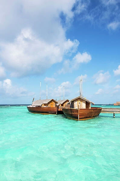 Dhoni, a traditional Maldivian fishing boat, Baa Atoll, Maldives