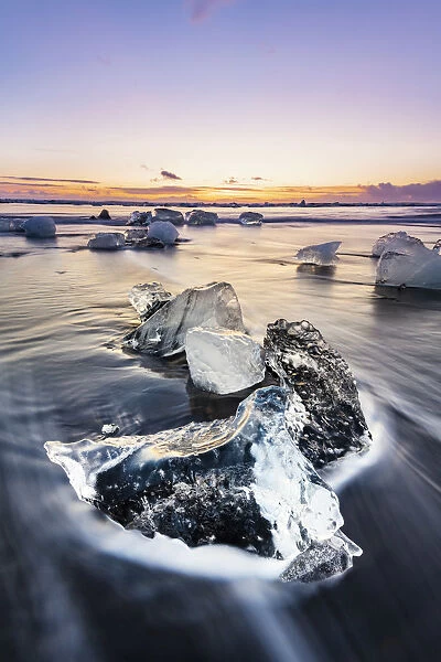 Diamond Beach, Jokulsarlon Glacier Lagoon, Hofn, Iceland, Europe