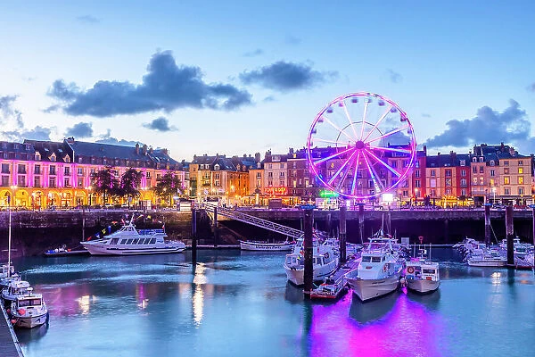 Dieppe Marina and Fishing Port at Dusk, Dieppe, Normandy, France