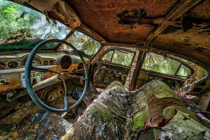 Framed Print : Dilapidated car interior, Milton, Ontario, Canada Framed Print : Dilapidated car interior, Milton, Ontario, Canada