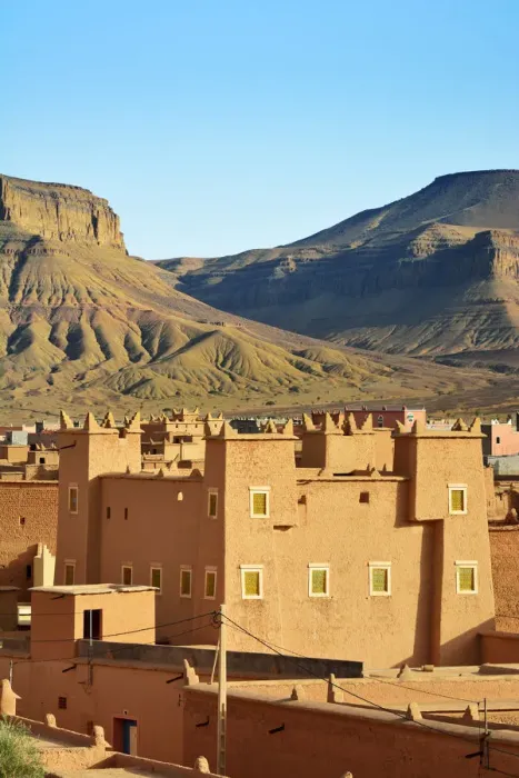 Framed Print : Djebel Saghro mountains and the kasbahs of Nkob. Morocco