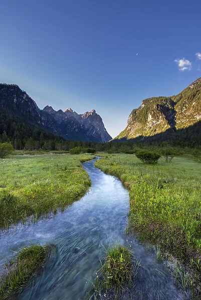 Dobbiaco  /  Toblach, Dolomites, South Tyrol, Italy. The Rienz brook in the Landro valley