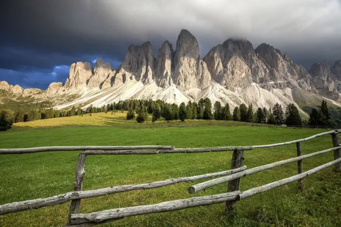 Framed Print : Dolomites, Funes valley, black clouds on the Odle mountains, Trentino Alto Adige Framed Print : Dolomites, Funes valley, black clouds on the Odle mountains, Trentino Alto Adige