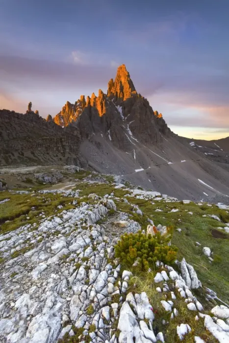 Framed Print : Dolomites, Italy. The first lights on Paterno, in summertime Framed Print : Dolomites, Italy. The first lights on Paterno, in summertime