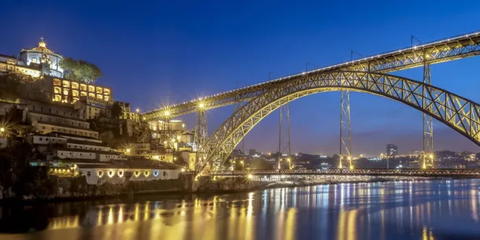 Framed Print : Dom Luis I Bridge at dusk, Porto, Portugal Framed Print : Dom Luis I Bridge at dusk, Porto, Portugal
