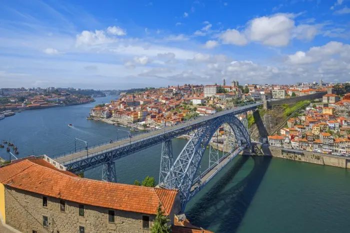 Framed Print : Dom Luis I bridge with Ribeira and river Douro, Porto, Portugal Framed Print : Dom Luis I bridge with Ribeira and river Douro, Porto, Portugal