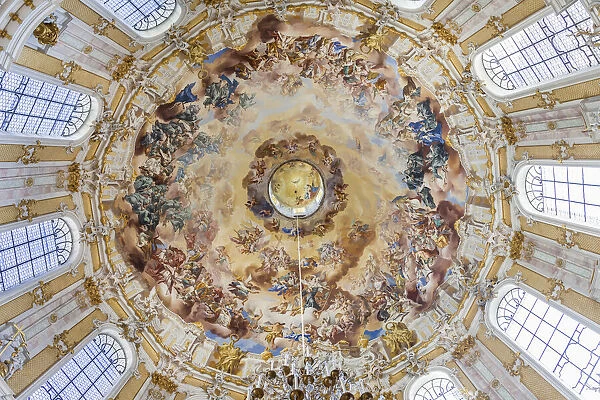 Dome fresco coronation of Benedict in the Benedictine Abbey Ettal, Upper Bavaria, Allgaeu