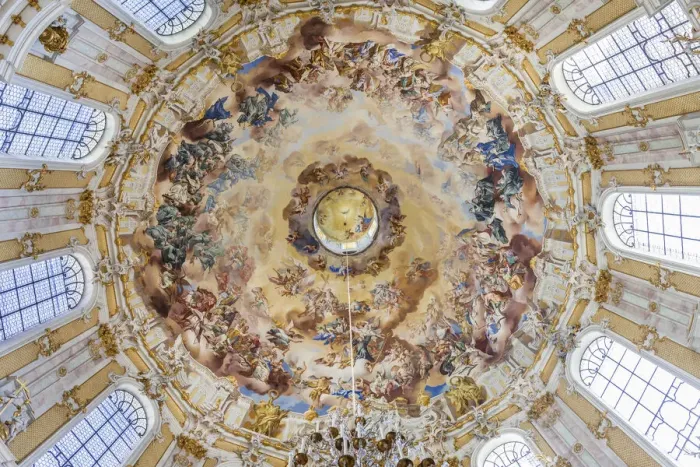 Framed Print : Dome fresco coronation of Benedict in the Benedictine Abbey Ettal, Upper Bavaria, Allgaeu Framed Print : Dome fresco coronation of Benedict in the Benedictine Abbey Ettal, Upper Bavaria, Allgaeu