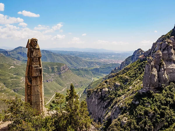 Domingo de Guzman Monument in Montserrat, a multi-peaked mountain range near Barcelona