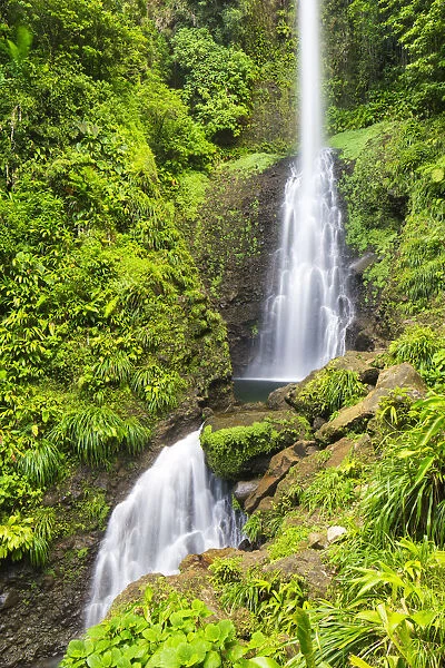 Dominica, Laudat. Middleham Falls is the tallest waterfall in Dominica