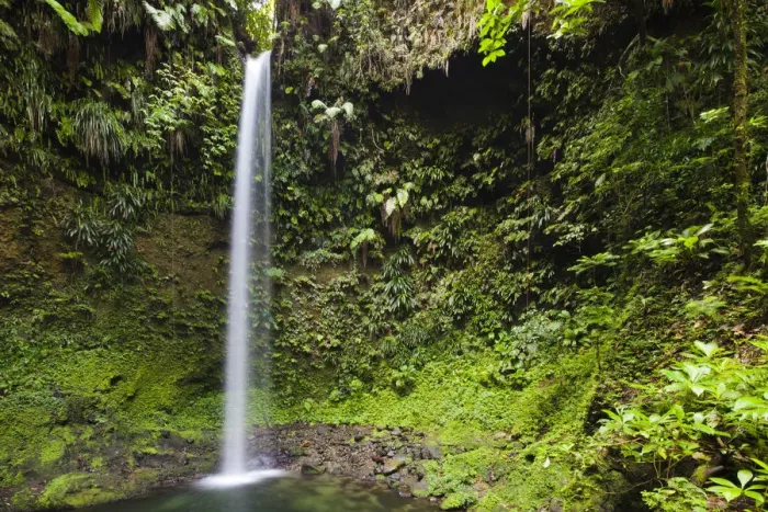 Framed Print : Dominica, Penrice. The first of the twin Spanny Falls, known simply as Spanny Falls