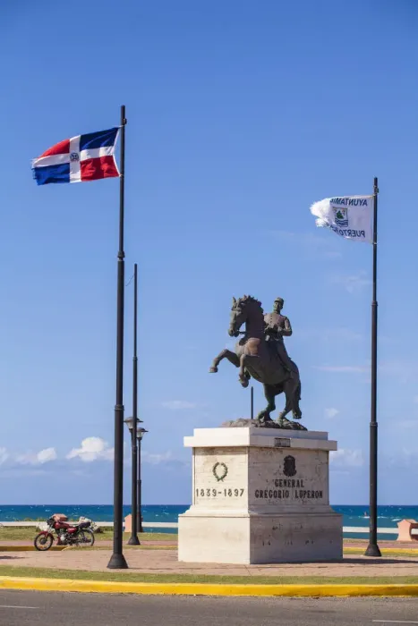 Framed Print : Dominican Republic, Puerto Plata, Statue of General Gregorio Luperon on horse, near Framed Print : Dominican Republic, Puerto Plata, Statue of General Gregorio Luperon on horse, near