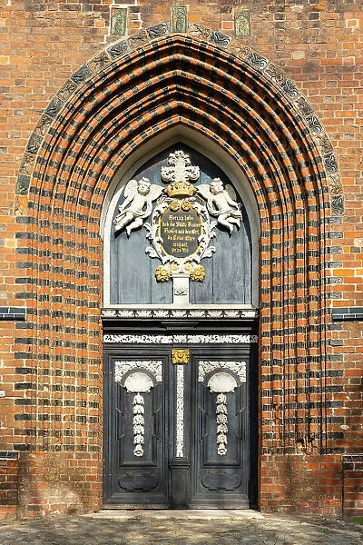 Door of church of St. Nicholas, Wismar, UNESCO, Nordwestmecklenburg, Mecklenburg-Western Pomerania, Germany
