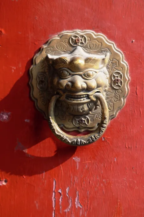 Framed Print : Door knocker in Shajing Hutong, Beijing, China